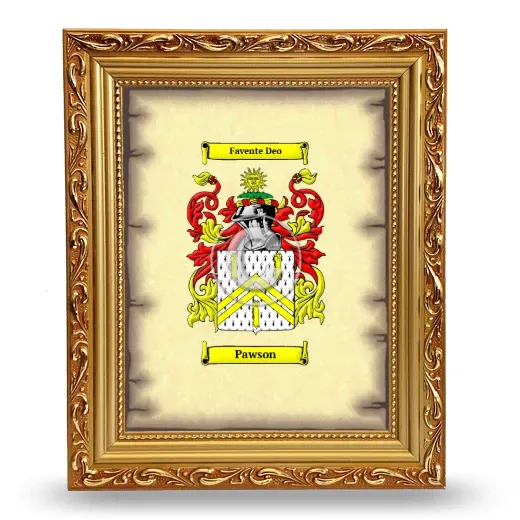 Pawson Coat of Arms Framed - Gold