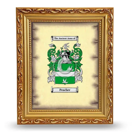 Peacher Coat of Arms Framed - Gold