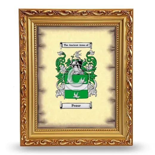 Pease Coat of Arms Framed - Gold