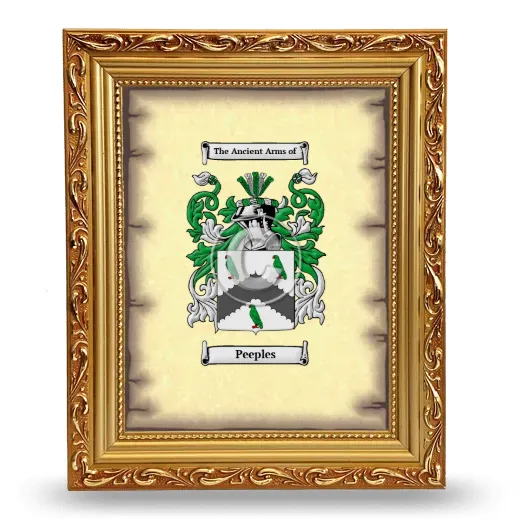 Peeples Coat of Arms Framed - Gold