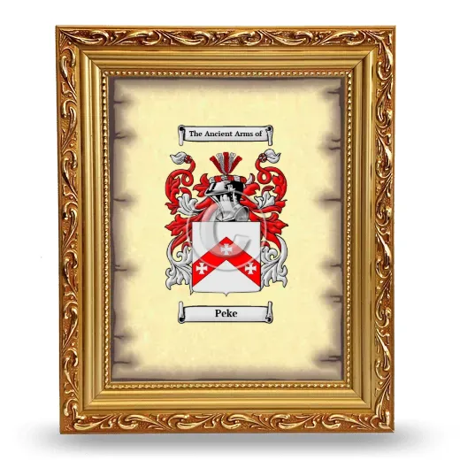 Peke Coat of Arms Framed - Gold