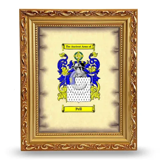 Pell Coat of Arms Framed - Gold