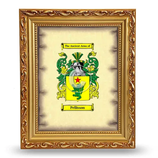 Pellisson Coat of Arms Framed - Gold