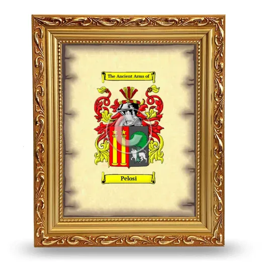 Pelosi Coat of Arms Framed - Gold