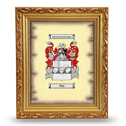 Pen Coat of Arms Framed - Gold