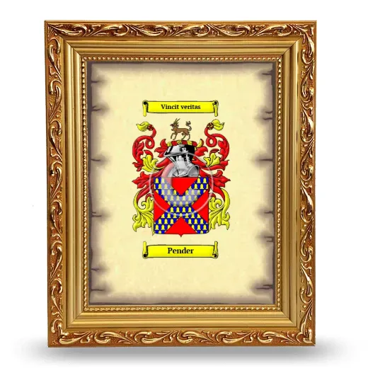 Pender Coat of Arms Framed - Gold