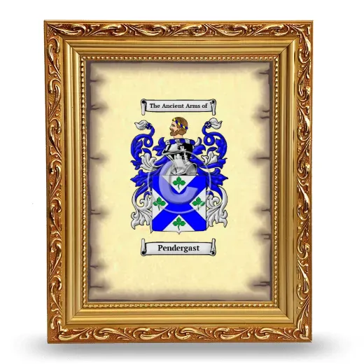 Pendergast Coat of Arms Framed - Gold