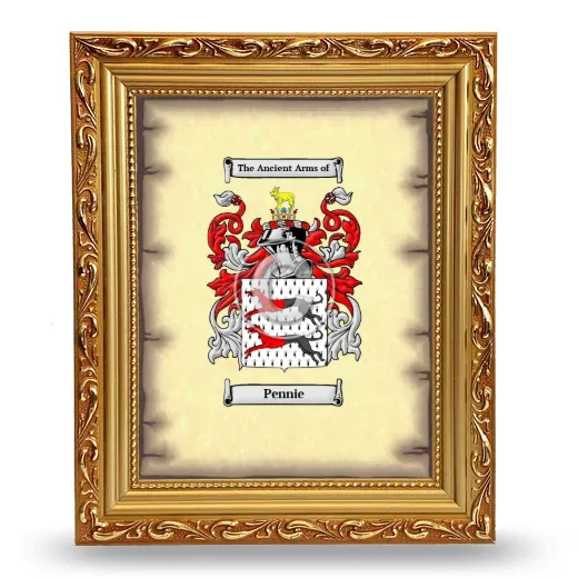 Pennie Coat of Arms Framed - Gold