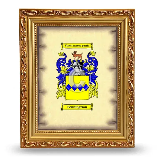Penningtion Coat of Arms Framed - Gold