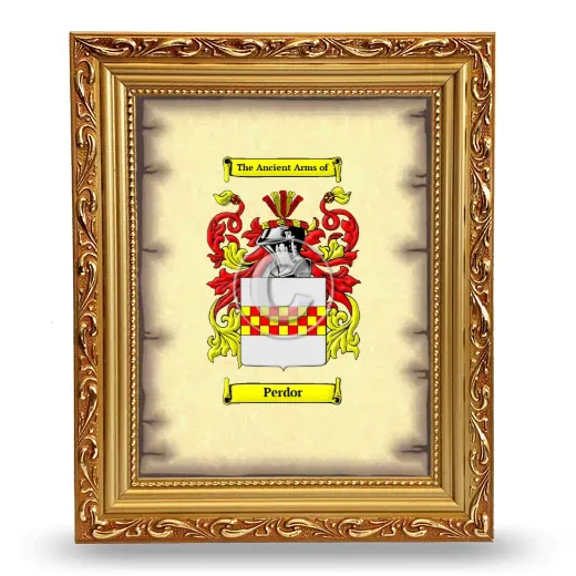 Perdor Coat of Arms Framed - Gold