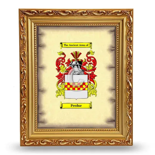 Perdue Coat of Arms Framed - Gold