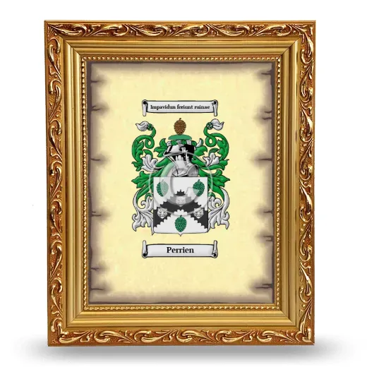 Perrien Coat of Arms Framed - Gold