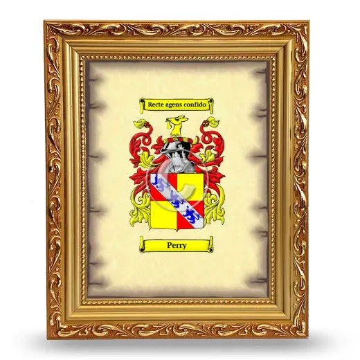 Perry Coat of Arms Framed - Gold