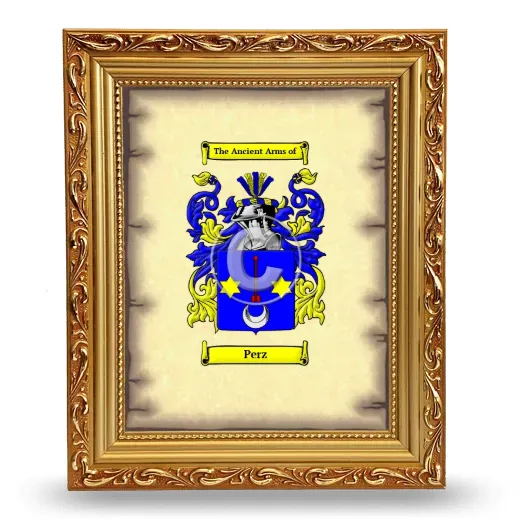 Perz Coat of Arms Framed - Gold