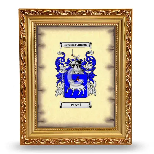 Pescal Coat of Arms Framed - Gold