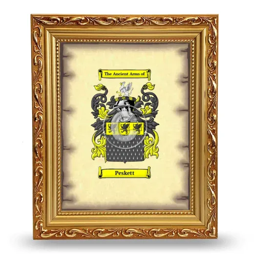 Peskett Coat of Arms Framed - Gold