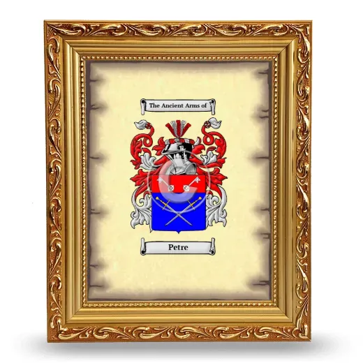 Petre Coat of Arms Framed - Gold