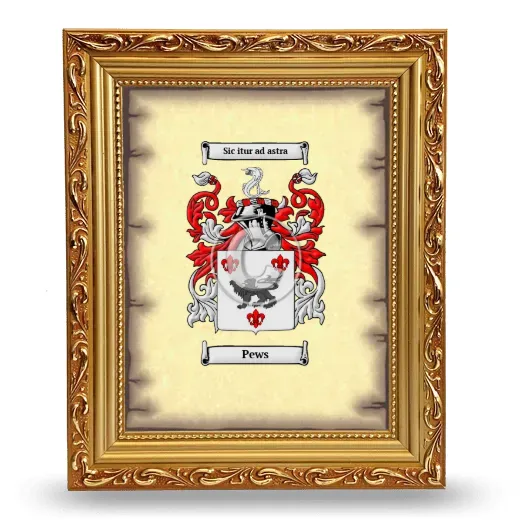 Pews Coat of Arms Framed - Gold