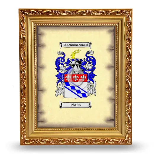 Phelin Coat of Arms Framed - Gold