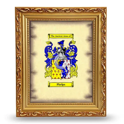 Phelps Coat of Arms Framed - Gold