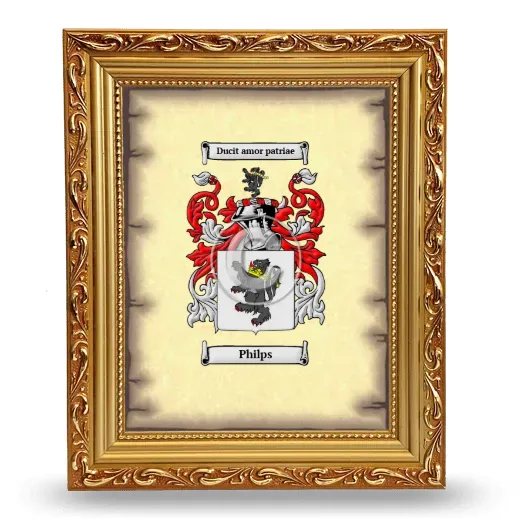 Philps Coat of Arms Framed - Gold