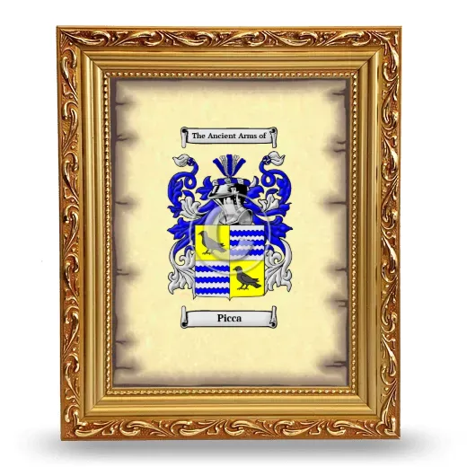 Picca Coat of Arms Framed - Gold
