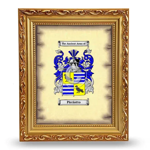 Picciotto Coat of Arms Framed - Gold