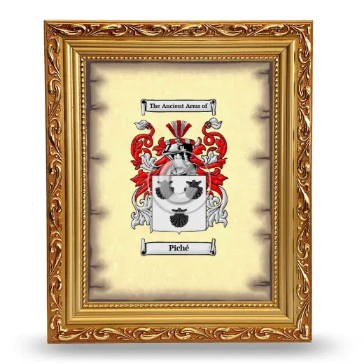 Piché Coat of Arms Framed - Gold
