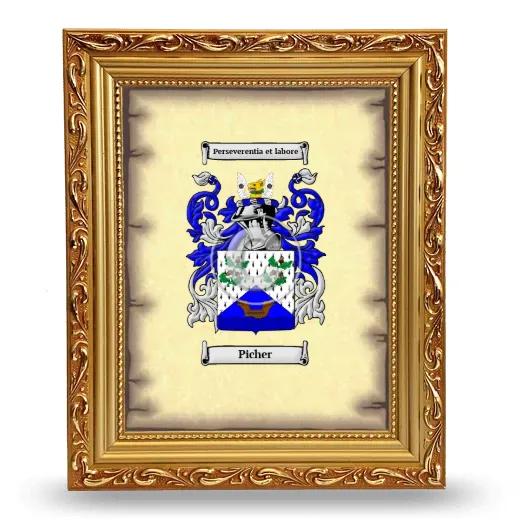 Picher Coat of Arms Framed - Gold