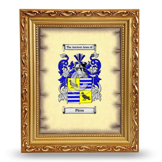 Picos Coat of Arms Framed - Gold