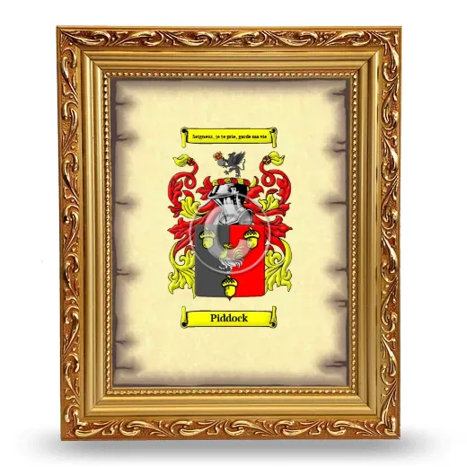 Piddock Coat of Arms Framed - Gold