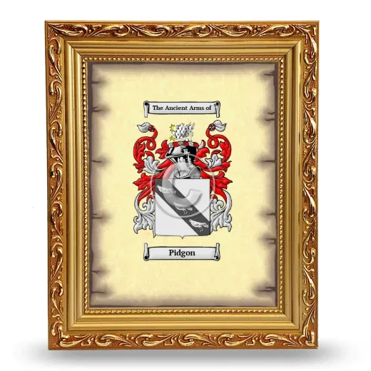 Pidgon Coat of Arms Framed - Gold