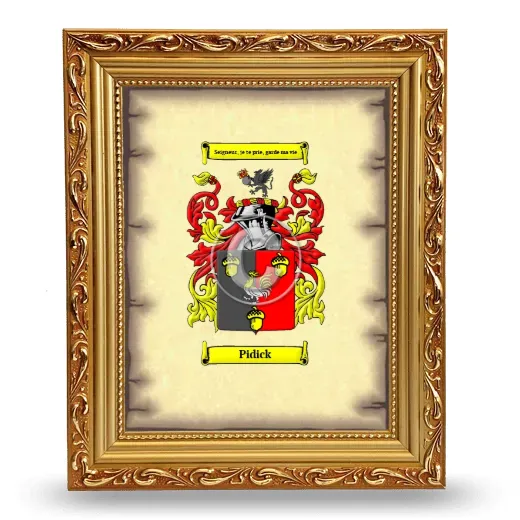 Pidick Coat of Arms Framed - Gold