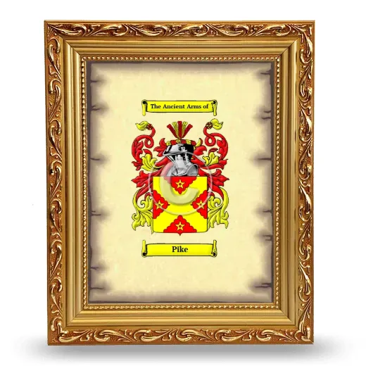 Pike Coat of Arms Framed - Gold