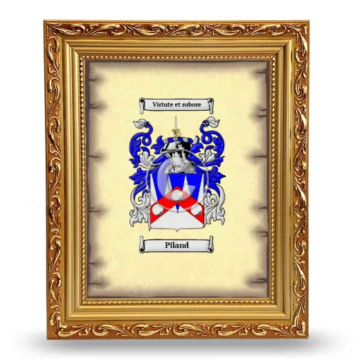 Piland Coat of Arms Framed - Gold