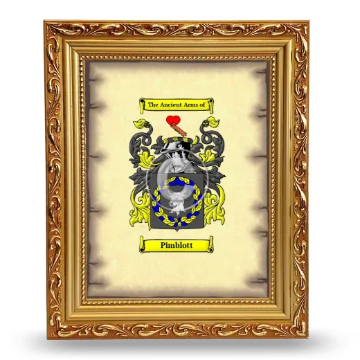 Pimblott Coat of Arms Framed - Gold