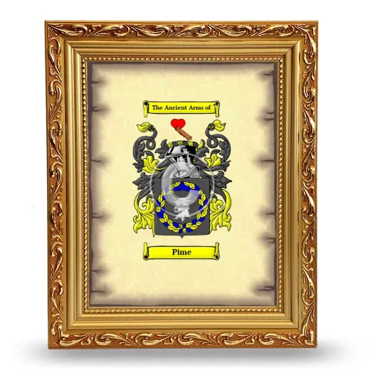 Pime Coat of Arms Framed - Gold