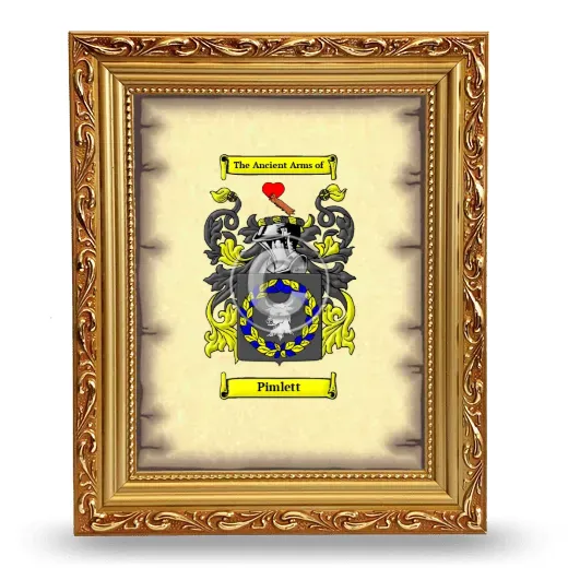 Pimlett Coat of Arms Framed - Gold
