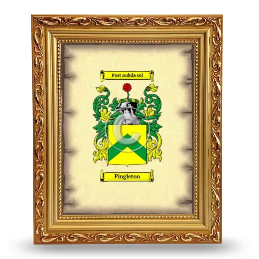 Pingleton Coat of Arms Framed - Gold
