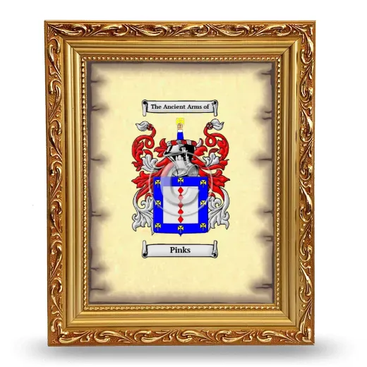 Pinks Coat of Arms Framed - Gold