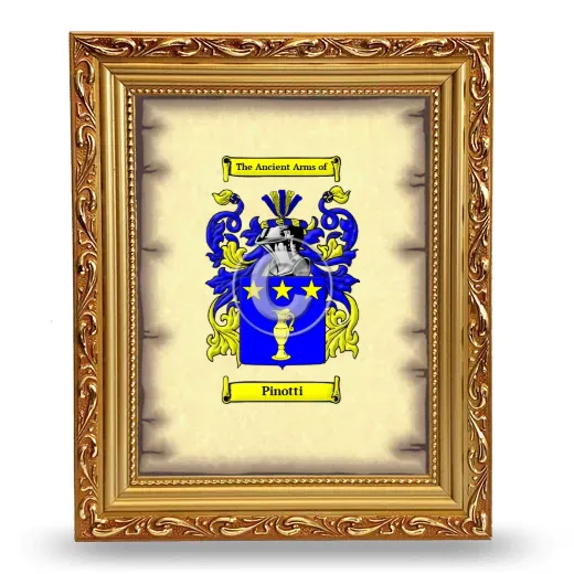 Pinotti Coat of Arms Framed - Gold
