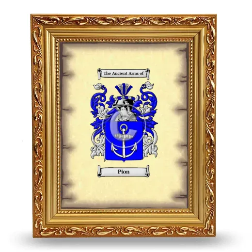 Pion Coat of Arms Framed - Gold