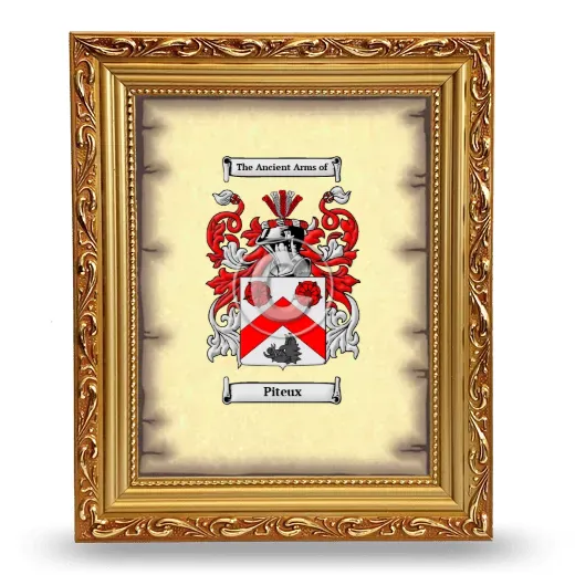 Piteux Coat of Arms Framed - Gold
