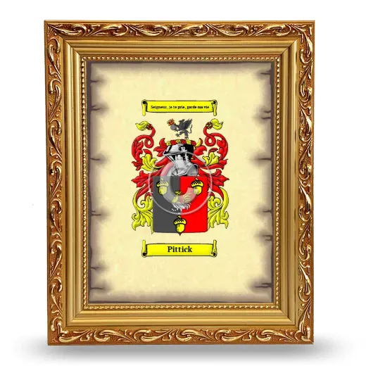 Pittick Coat of Arms Framed - Gold