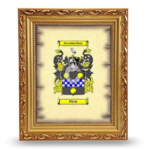 Pittis Coat of Arms Framed - Gold