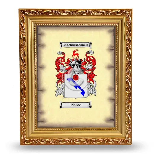 Plante Coat of Arms Framed - Gold