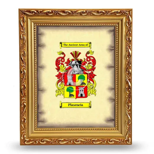 Plasencia Coat of Arms Framed - Gold