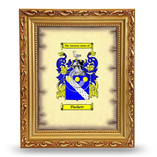 Plaskett Coat of Arms Framed - Gold
