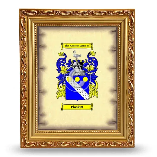 Plaskitt Coat of Arms Framed - Gold