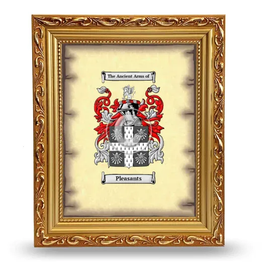 Pleasants Coat of Arms Framed - Gold